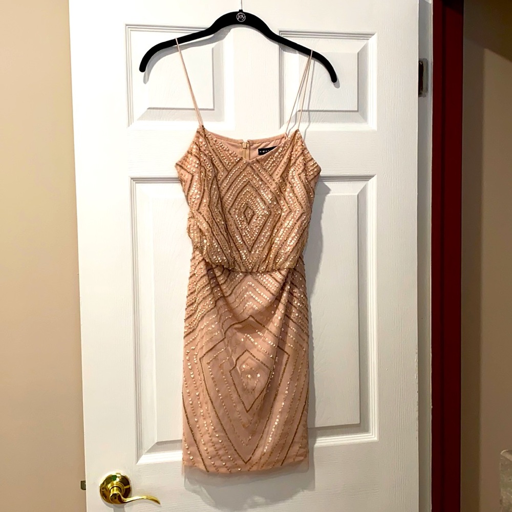 Aidan Mattox Embellished Sequin Cocktail Dress